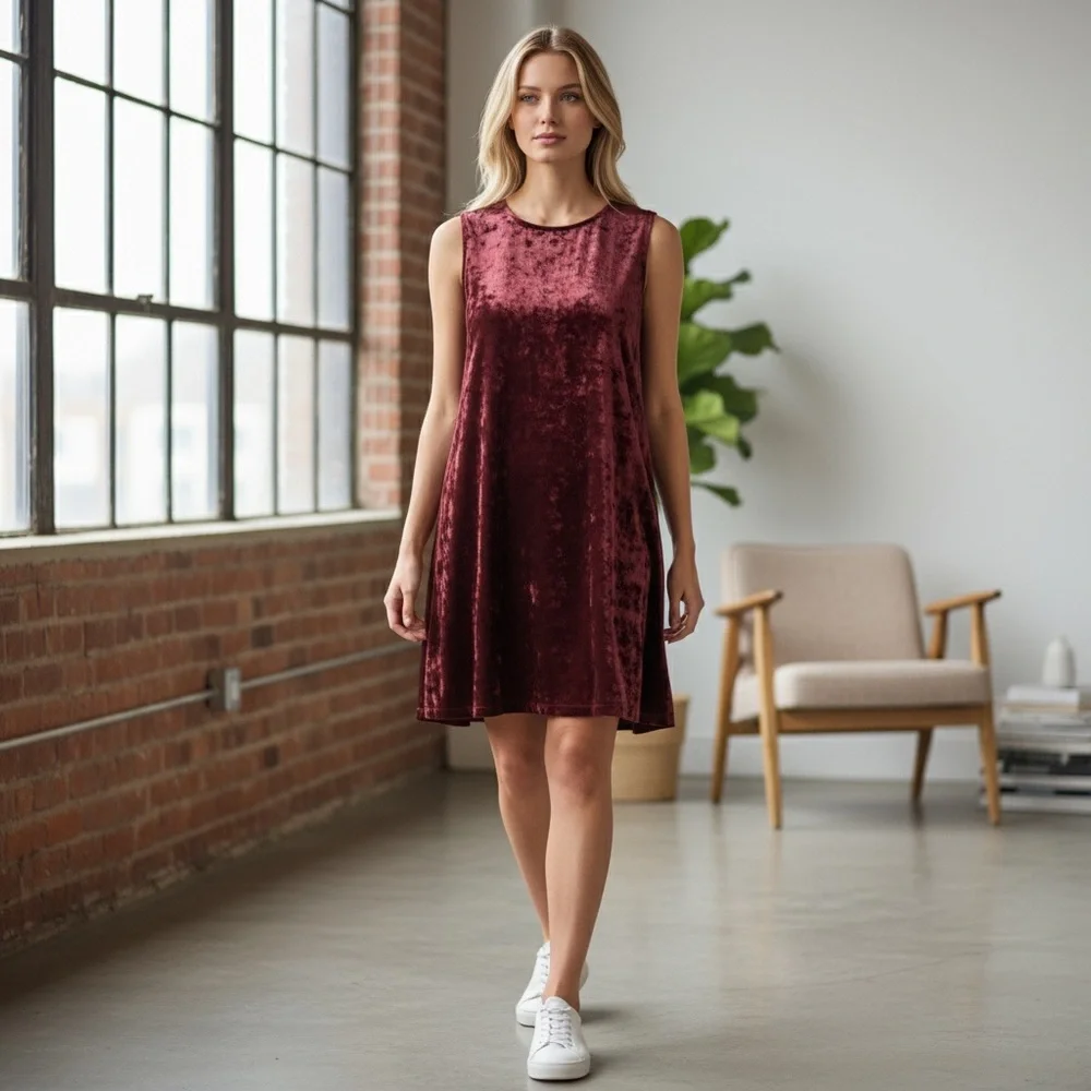 BCBGeneration | Burgundy Velvet Dress Size Medium - Picture 2 of 16
